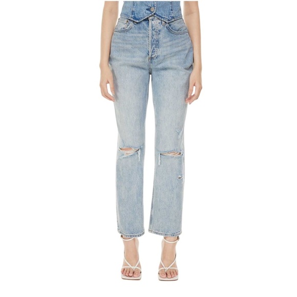 Aritzia Denim Forum Light Blue Distressed High Rise Loose Jeans | Size 25/29L - Picture 2 of 15